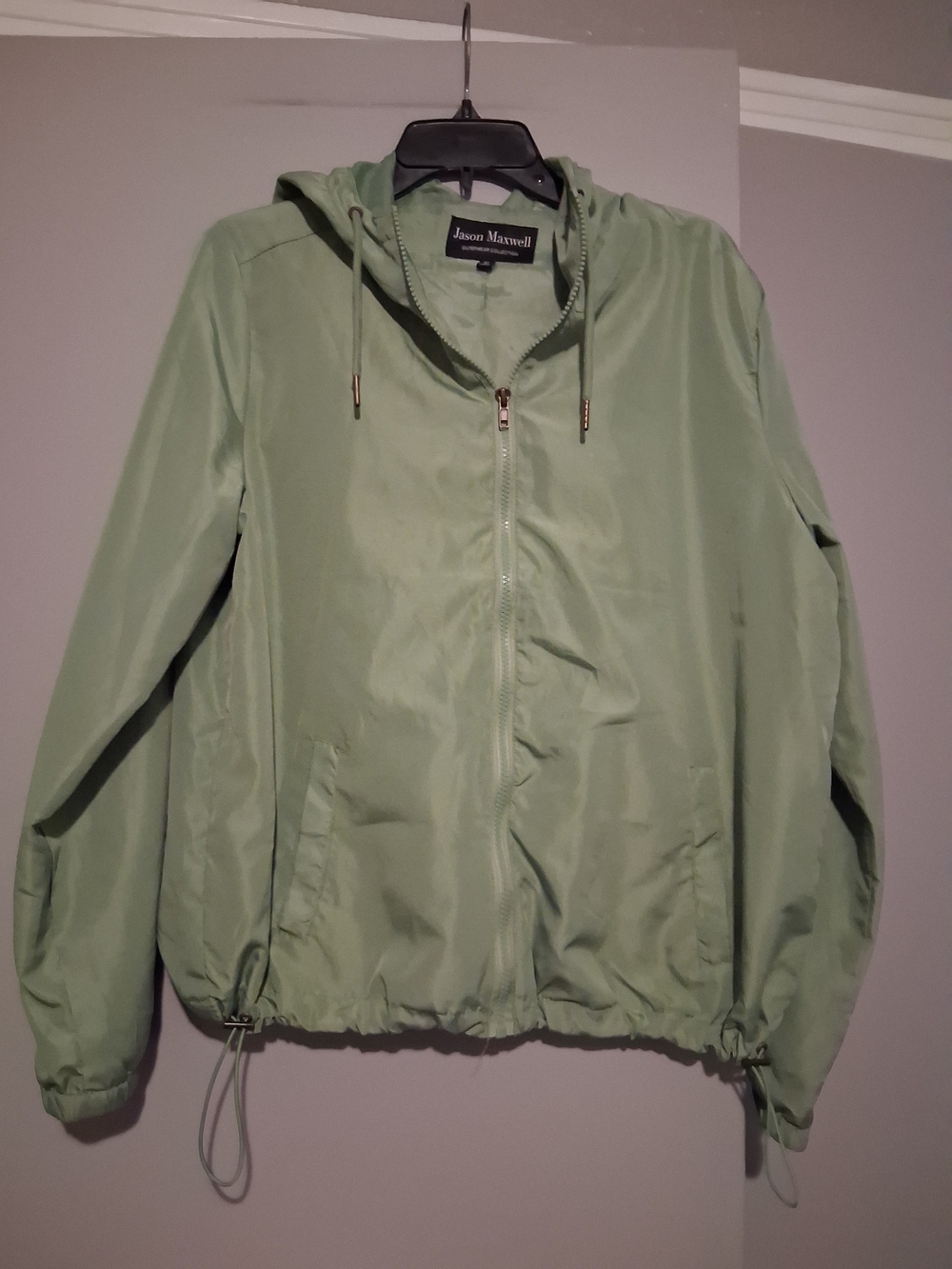 jason maxwell Mint Green Hooded Windbreaker Jacket